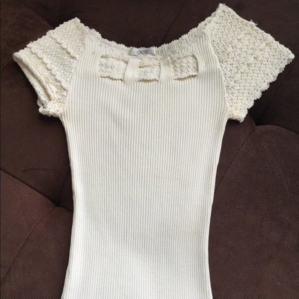 Cache S cream beige top worn once